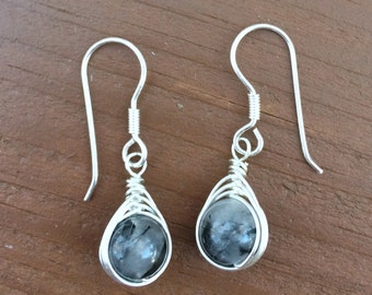 Sterling Silver Tourmalated Quartz Dangle Earrings