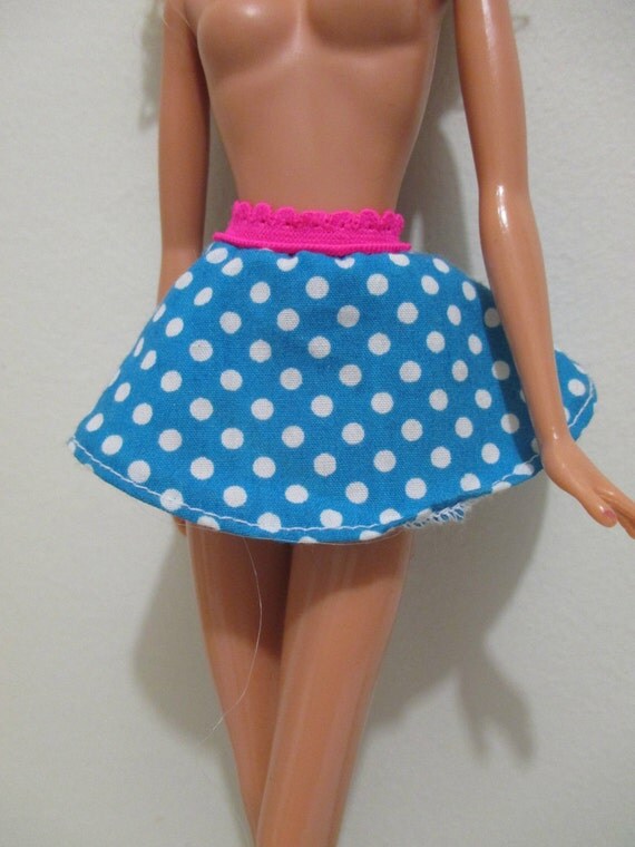 Items similar to Barbie Doll Clothing vintage mini skirt blue and white ...