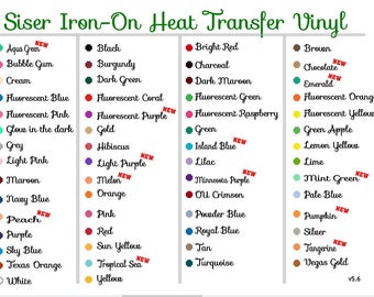 Siser EasyWeed HTV Heat Transfer Vinyl Film - sold by widths of 5", 6", 7", 8", 9", 10", 11", 12", 13", 14", 15" wide up to 20" wide* x 15"