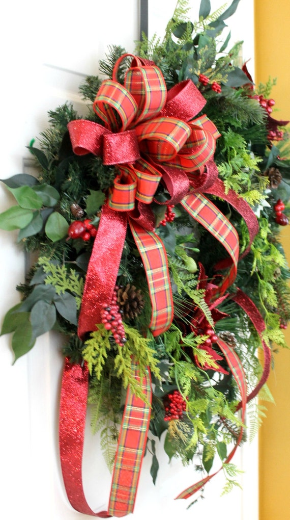 Christmas Poinsettia Wreath Christmas Silk Flower Wreath