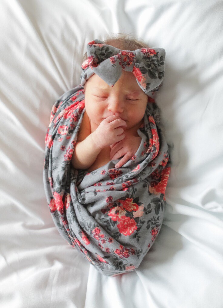 newborn swaddle and headband