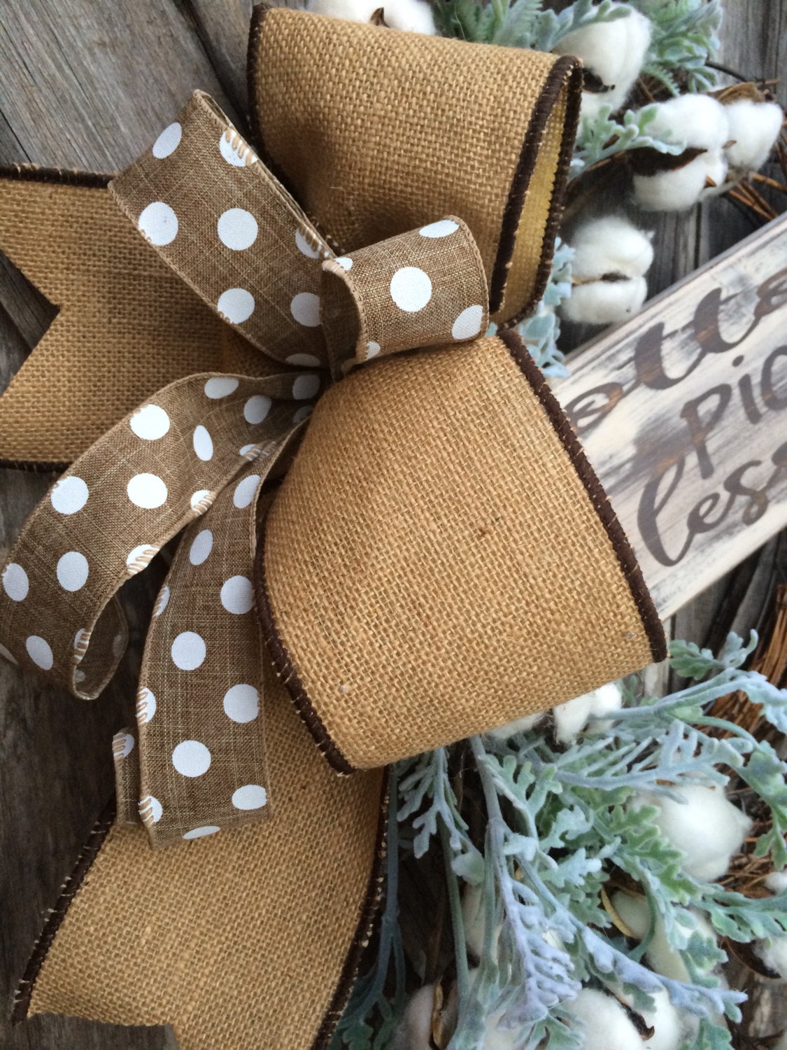 Cotton Wreath Everyday Wreath All Season Wreath by BaBamWreaths