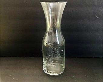 Vintage Crystal Wine Carafe Javit Clipper Collection Etched Glass Sail Boat Decanter 32 oz Nautical Barware Midcentury Bar