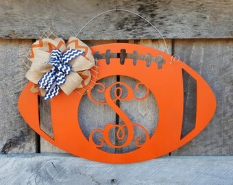 Football Door Hanger - Personalized Football Wreath - Auburn - Fall Door Hanger