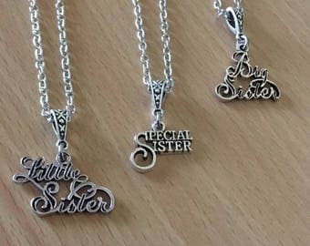 Sister Necklace Little Sister Big Sister Necklace Silver Necklace Silver Necklace