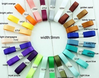 Cheap 23 colors double face 9mm mint, plum ribbon, invitation DIY kits, hair accessories bow knot DIY, headband DIY