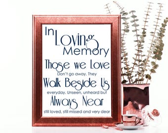 Remembrance Sign, In Loving Memory, Wedding Sign, Navy Wedding Sign, Those We Love, Printable PDF, JPEG, Instant Download Digital File