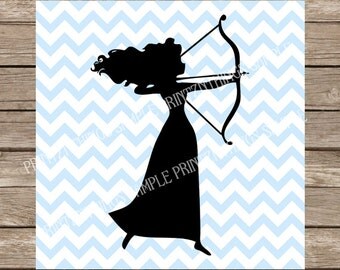 Disney SVG Merida SVG Brave Disney Princess Silhouette dxf svg Cut File for Cricut Silhouette cut files vinyl heat transfers archery