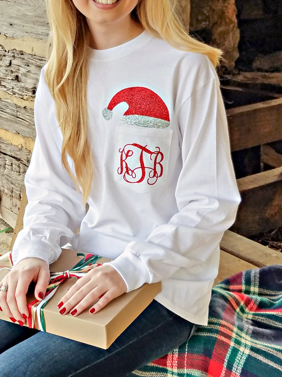 Download Monogrammed Santa Shirt Cute Santa Hat Monogram by ...
