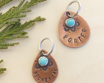 Custom Pet Tag // Custom Dog Tag / Personalized Pet Tag / Personalized Dog Tag / Copper Dog Tag / Copper and Turquoise / Pet ID Tag / Dog ID