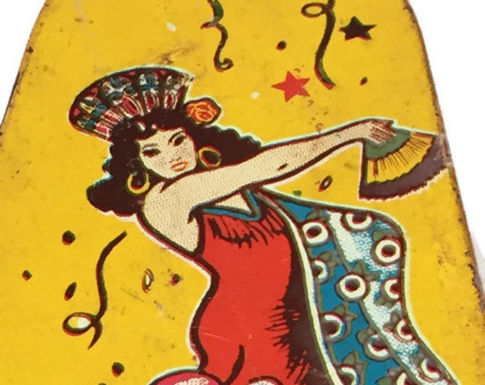 Vintage Tin Toy | U.S. Metal Toy MFG. Co. Dancing Woman Noise Maker | Tin Toy Collector Teen
