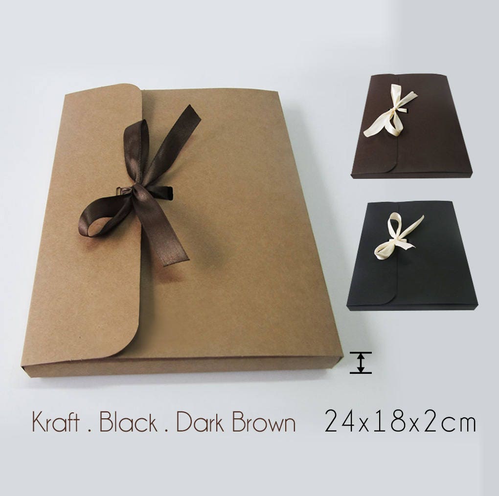 20 Paper Jacket with RIBBON Kraft / Black / Dark Brown