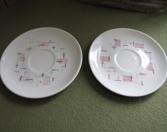 Metlox Tickled Pink Two (2) Saucers Mid Century Modern Dinnerware 1958 to 1965 Vintage Retro Pink Kitchens Coffee Saucers