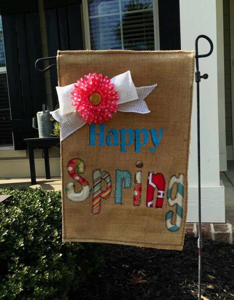 Burlap Spring Garden Flag/Banner