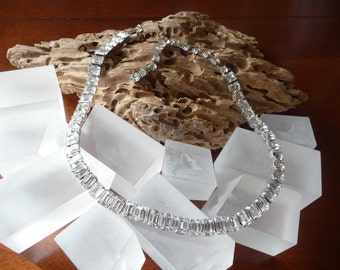 Weiss Emerald Cut Rhinestone Necklace,Weiss Clear Rhinestone Necklace, Vintage Weiss Emerald Cut Rhinestone Necklace/Weiss Rhinestone Choker