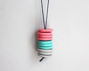 Summer Clay Necklace - Colourful Polymer Clay Jewelry - Gift for Summer Lover - Minimalist Jewelry - Fimo Jewelry - Pendant Necklace