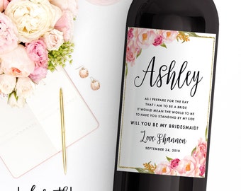 Custom Bridesmaid Proposal Gift - Bridesmaid Wine Bottle Label - Asking Bridesmaid Will You Be My Bridesmaid Gift Ask