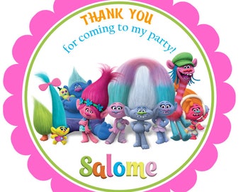 Printable Trolls Favor Tags, Digital Trolls Thank you Tags, Trolls Gift Tags, Trolls Tags, Trolls Movie Tags, Trolls Birthday, Trolls Party.