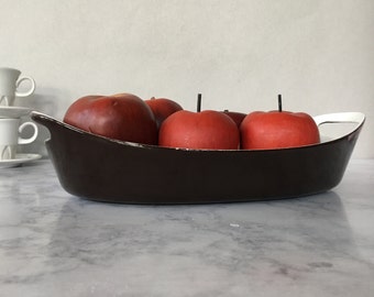 Vintage Copco Casserole, Michael Lax Design, Made in Denmark | Brown Enamel on Cast Iron, enamel cookware, danish enamelware, cast iron pan