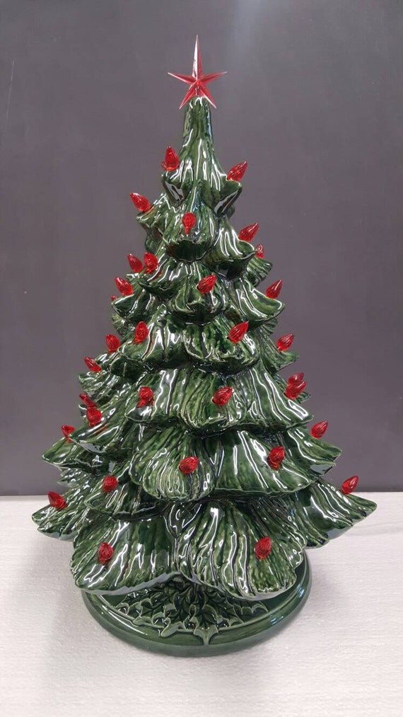 vintage style 16 inch ceramic christmas tree with red lights vintage style 16 inch ceramic christmas tree with red lights