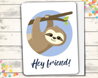 Sloth Thank you Card, Sloth Card, Cute Sloth Greeting, Friendship, Thanks, Thank you Note, Thank You, Appreciation Card