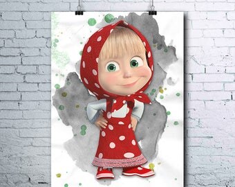 Masha and the Bear - Masha and Bear Birthday - Masha Poster - Masha Prints - Masha Party - Masha Printables - Masha and Bear Wall Art