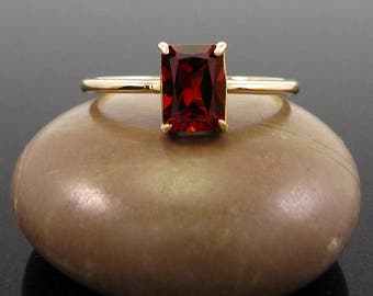 Garnet ring gold, 14k gold rings January Birthstone, genuine garnet size 3 4 5 6 7 8 9 gold rings jewelry