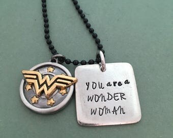 Wonder Woman: You are a Wonder Woman Necklace with Wonder Woman Shield