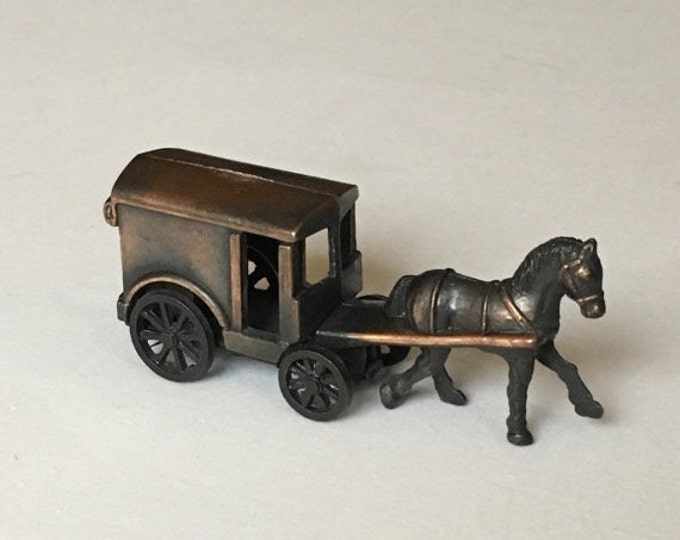 Storewide 25% Off SALE Vintage Die Cast Miniature Horse & Buggy Lead Pencil Sharpener Featuring Unique Design Accents