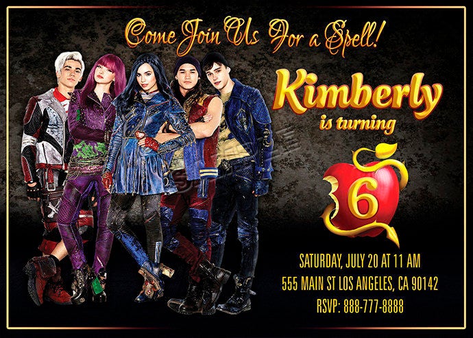 Descendants 2 Invitation Descendants Birthday Invitation