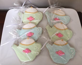 Tea Party Cookies - Tea Pot Sugar Cookies-Mother's Day Cookies - Tea Party Favors - 1 dozen