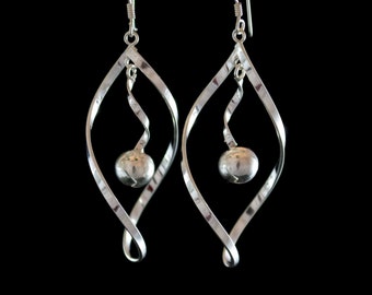 Sterling Silver Earrings, Sterling Silver Dangle Earrings, Long Drop Earrings, Long Silver Earrings, .925 Silver Earrings