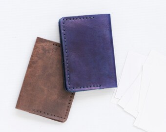 Vegtan leather business card cases in royal blue and rustic brown ( Bigger Size Card Case)