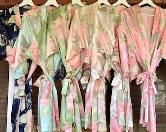 Floral Robes, Bridesmaid Robes, Custom Floral Robes, Monogrammed Robes, Bridal Party Robes, Robes with titles, Bridal Robes, satin floral
