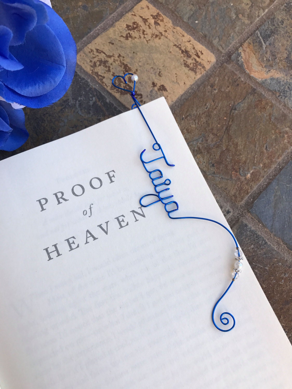 Blue Personalized Wire Art Bookmarks Book Club Gifts