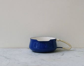 Vintage Dansk small Kobenstyle navy blue enamel butter warmer RARE