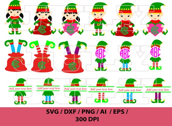 Elf SVG Elf Monogram SVG Elf Clipart Christmas Elves svg