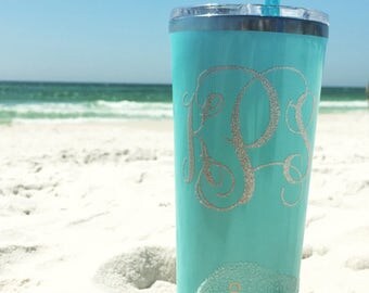 Glitter Corkcicle or Yeti Monogram Decal // Yeti Decal / Yeti Rambler Decal / Corkcicle Decal / Rtic Decal / Sic Decal / Orca Decal