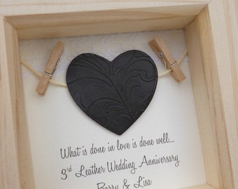 3rd anniversary gift, 3rd wedding anniversary gift, leather anniversary, leather anniversary present, 3rd leather gift, personalised frame