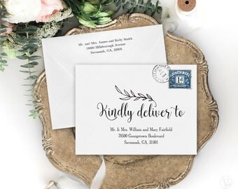 Wedding Envelopes, DIY Wedding Envelope Addressing Template, Printable Wedding Envelope Template, A7 Envelope Size, WE001, VW01