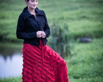 Long Flowy Skirt / Linen Clothing for Women / Long Skirt for Women / Unique Skirt / Red Skirt / Womens Long Skirt / Womens Skirt / Skirt
