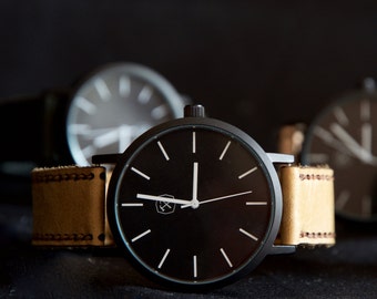Leather Wrist Watch - Quality Leather Band - DIY Kit - Watch Strap 20mm - Mens Watch - Womens Watch - Full Grain Leather - Craft Kit - Khaki