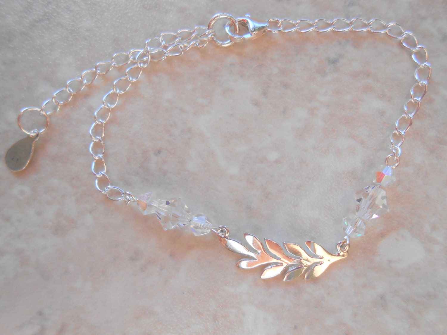 Sterling Silver Ankle Bracelet Silver Leaf Anklet Silver and