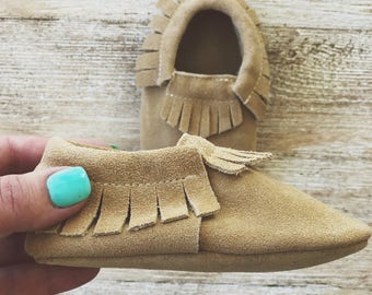 Camel Suede Baby Moccasins Baby Moccs Brown Leather Baby Moccasins Brown Suede Baby Moccasins Baby Shoes Newborn Moccasins Toddler Moccasins