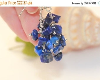 VALENTINE SALE 25% Be my Bridesmaid earrings Lapis Lazuli chips earrings Deep blue gemstone earrings Royal blue navy blue earrings Royal ea