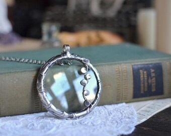 MAGNIFYING GLASS necklace magnifying glass pendant loupe necklace loupe pendant metalwork necklace gift for grandma handmade