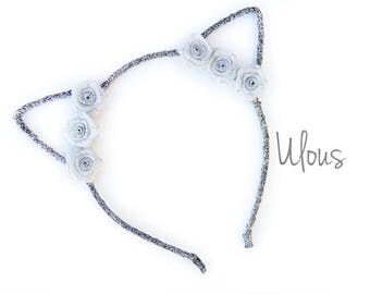 Cat Ears, Cat Ears, Cat Ear Headband, Cat Headband, Flower Cat Ears, EDC, Floral Car Ears, Festival, Silver Cat Ears, Cat, Kawaii, Ears