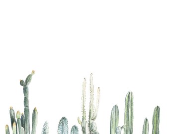 Vertical Cactus Print - cactus painting - cacti - cactus watercolor - home decor painting - southwestern painting - greenery - cacti art