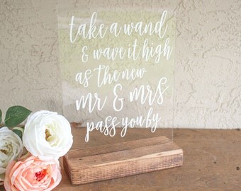 Wedding Wand Sign - Ribbon Wand Sign - Wand Wedding Sign - Ribbon Wand Wedding Sign - Ribbon Wand Acrylic Sign - Ribbon Wand Exit