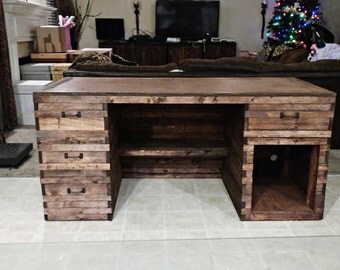 Rustic Wood Desk, Office Desk, Wood Work Desk, Farmhouse, Industrial Wood Desk, Wood Work Space, Computer Desk, Office Furniture, Desk, Home